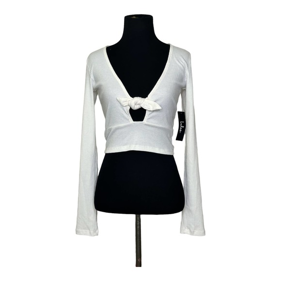 Lulus creamy white long sleeves ribbed crop top size XS - Picture 8 of 10